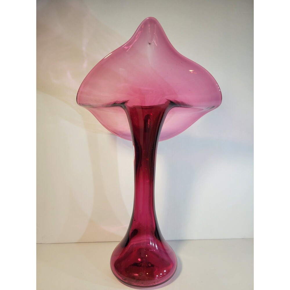 Vintage Cranberry Pilgrim Art Glass Jack In The Pulpit Vase Mid Century - Picture 3 of 4